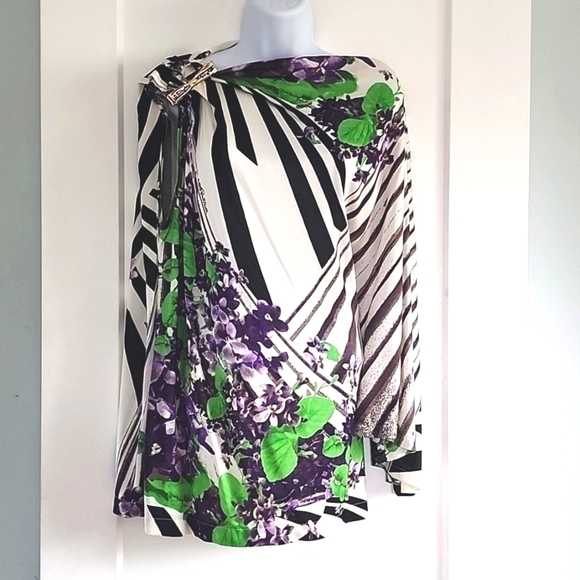 Roberto Cavalli Vintage gathered floral top size S-M - Picture 1 of 7